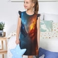 thumbnail image 4 of Balery Red And Blue Fire Dragon E Camisón de princesa para niñas, pijama de algodón con mangas abullonadas, suave y bonito.-Large, 4 of 6