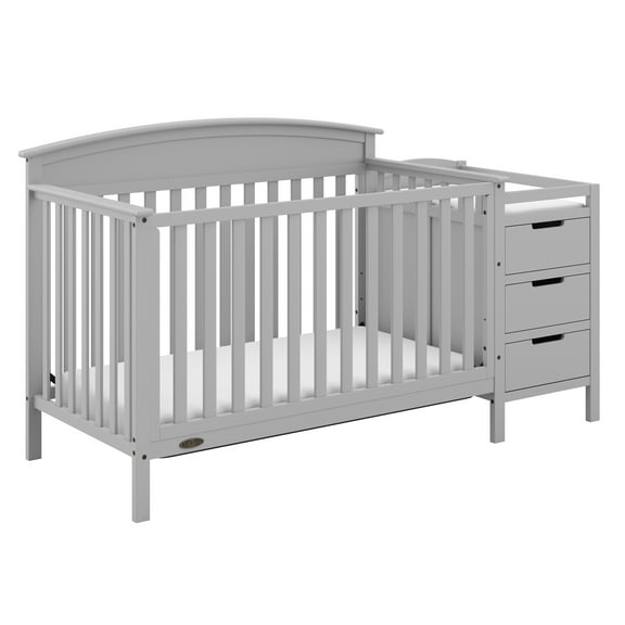 Graco Benton 4-in-1 Convertible Baby Crib and Changer, Pebble Gray