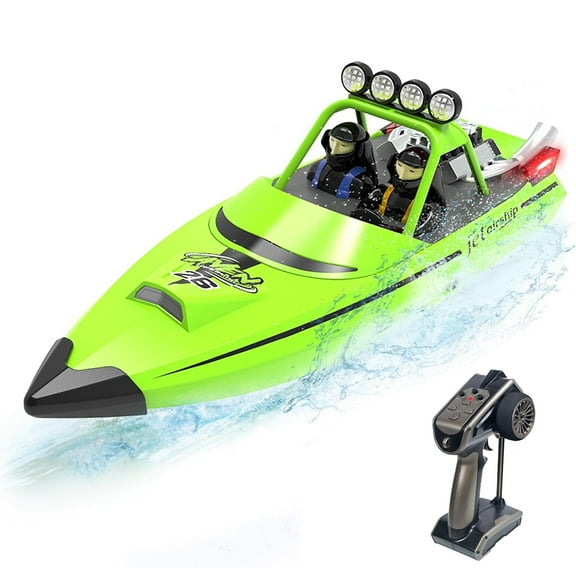 RC Boat for Adults, 2.4GHz Electric 30KM/H High Speed Turbine Simulation Remote Control Boat, RC Speedboat Model for Pools and Lakes with Controllable Lights