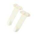 thumbnail image 2 of Toddlers Girls Cotton Crew Socks 0-8 Years Kids Cute Lace Ruffle Solid Stretchy Breathable Boot Sock, 2 of 3