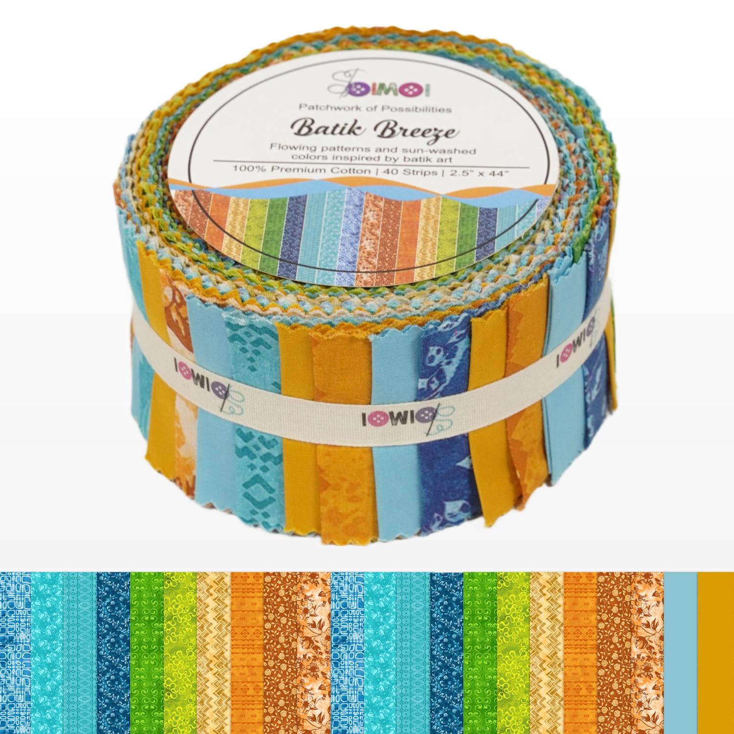 Soimoi Jelly Roll Fabrics for Quilting 40 Strip 2.5" Cotton Strips Bundles, Perfect Quilting Fabric for Craft Project, Precut Quilt Fabirc, Cotton Strips for Home Decor, Blanket, Rugs - Batik Breeze