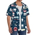 thumbnail image 3 of Lafuoo Dental Pattern Men's Cuban Collar Short Sleeve Shirt, Button-Down Resort Beach Pocket Shirt-X-Large, 3 of 7