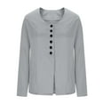 thumbnail image 4 of Karight Women's Solid Color Fashionable Button Without Pocket U-neck Cardigan Blazer Top Jacket, 4 of 6