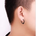 thumbnail image 4 of DEELLEEO Personality Trendy Fashion Stainless Steel Hoop Earrings Mens Womens Small Huggie Hoop Earrings(2 Pairs，Black+Steel color), 4 of 4