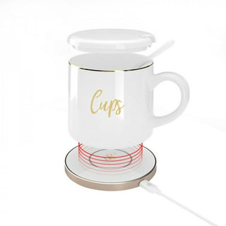 Finelylove Coffee Mug Warmer & Mug Set,Self Heating Mug With Wireless Smart  Charging,Mug With Lid 12oz,Perfect For Desktop Home Office,Gift For Coffee  Lovers 