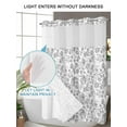 thumbnail image 4 of No Hook Cloth Fabric Shower Curtain with Snap in Liner, Gray Flowers Waterproof Shower Curtains Set with See Through Top Window, Farmhouse Pastoral Vintage Plants Branches Bath Curtains 72"x72", 4 of 6