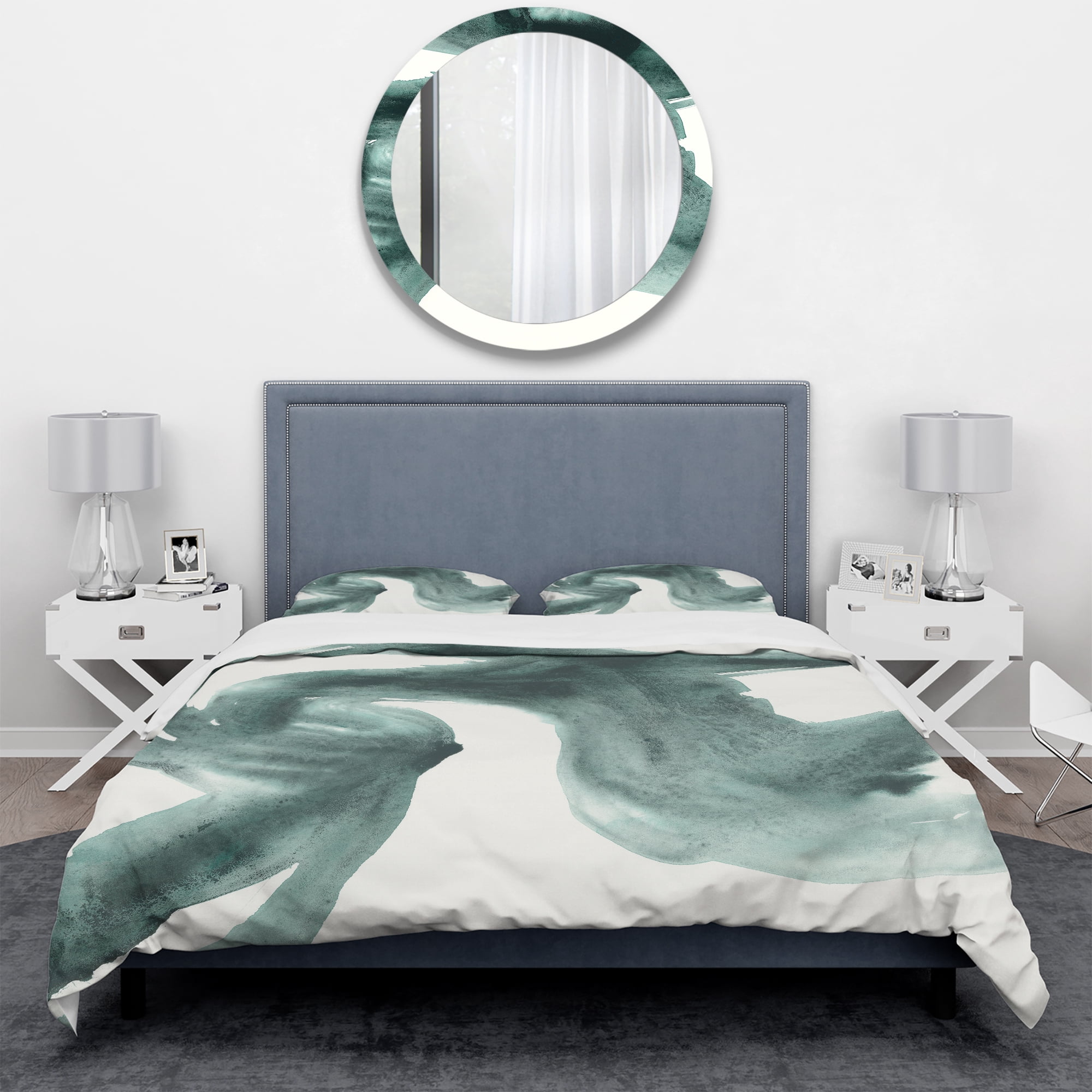 Designart 'Gouache Green on Gray II' Geometric Duvet Cover Set