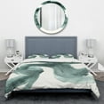 thumbnail image 2 of Designart 'Gouache Green on Gray II' Geometric Duvet Cover Set, 2 of 4