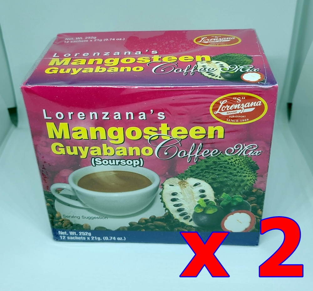2x Lorenzana's MANGOSTEEN GUYABANO Coffee, 252 grams 12 sachets