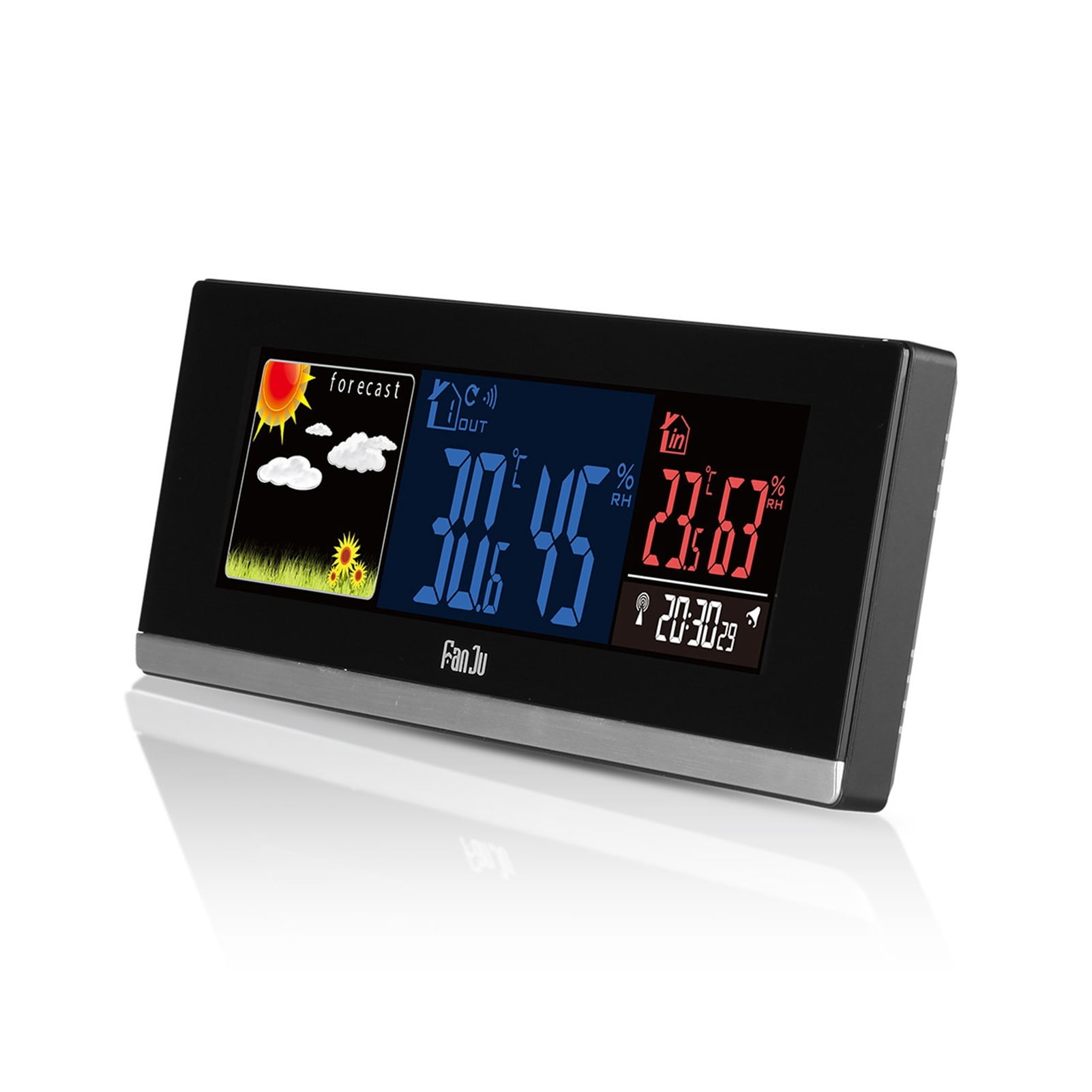 Wireless Color Display Digital Temperature Humidity Monitor, Weather Station Indoor Outdoor Weather Clock Multifunction ,Easy to Operate