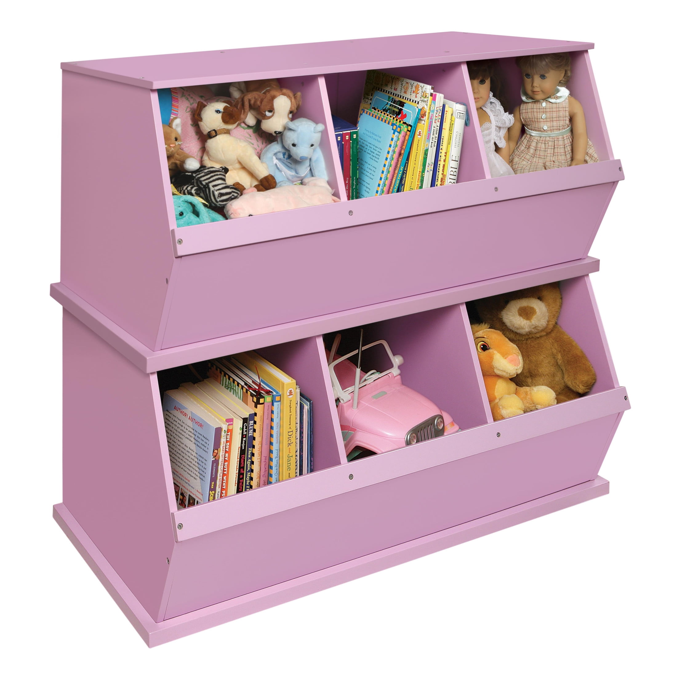Badger Basket Children's Wood 3-Bin 33 gal Toy Storage Cube, Lilac