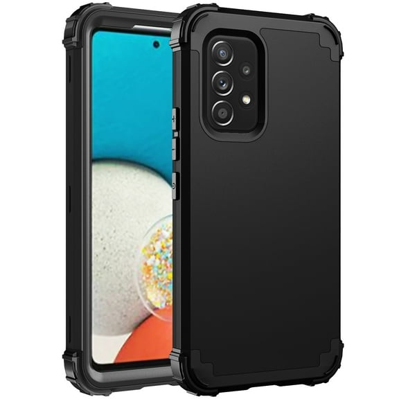 Samsung Galaxy A53 5G Phone Case, Silicone   PC Shock Proof Corner Protection [Built in Screen Protector] Dual-Layer Protection Case Cover  Samsung Galaxy A53 5G 6.5 inch, Black