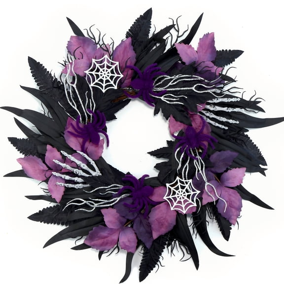 Myecovie Halloween Wreaths for Front Door Halloween Indoor Decoration 21.6" Halloween Black Wreaths for Windows Wall Decor