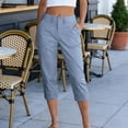 thumbnail image 4 of Womens Capri Pants High Waisted Stretch Straight Leg Pull on Business Work Gym Casual Trousers with Pockets, 4 of 9