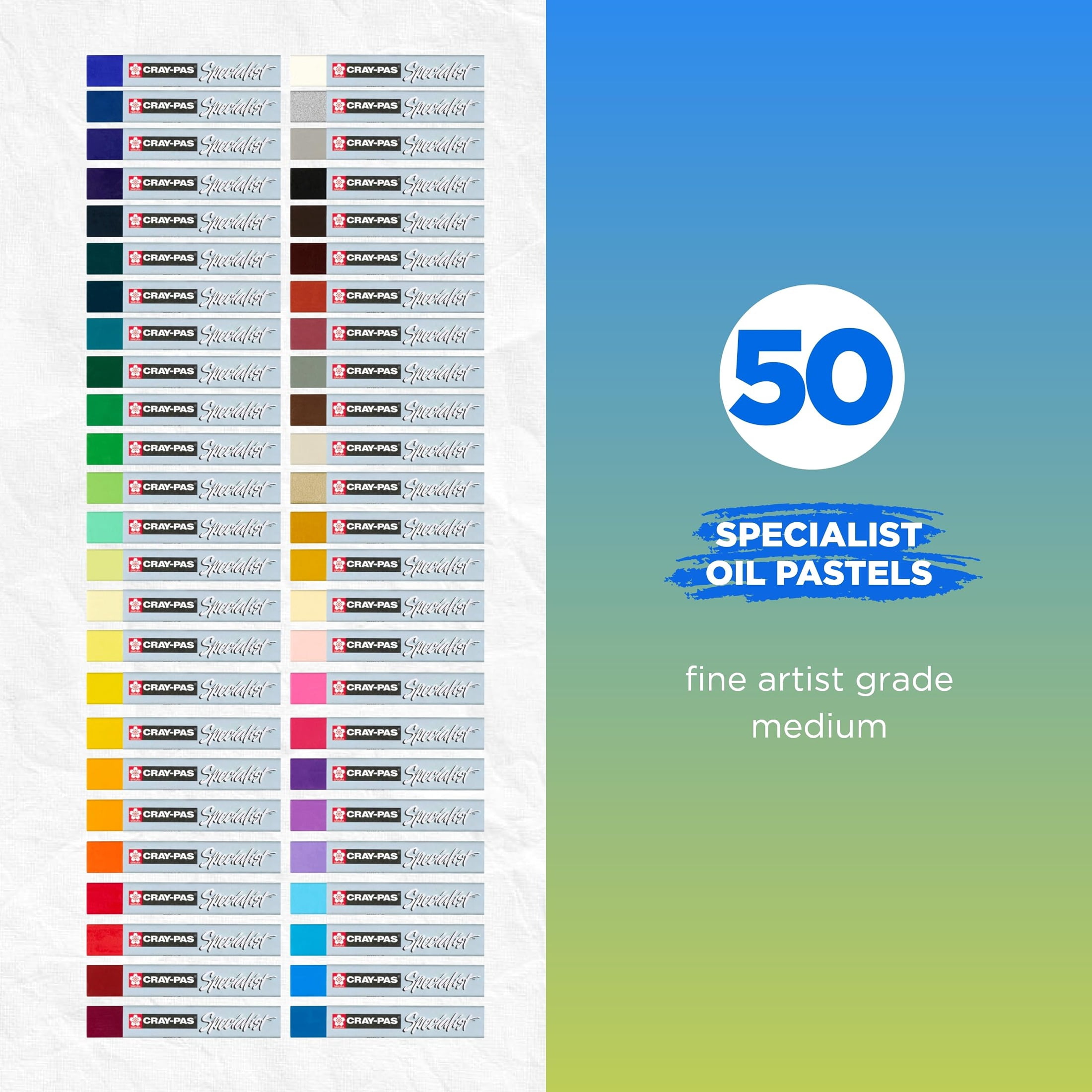 Sakura Cray-Pas Specialist Oil Pastel Set - High Quality Pigments, Wax & Oil - 50 Colors