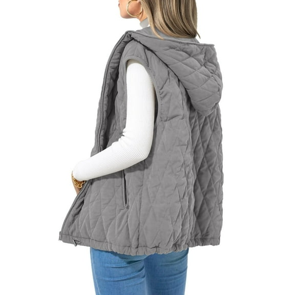 Women's Casual Hooded Vest Sleeveless Zip-Up Lightweight Fashion Outerwear Coat