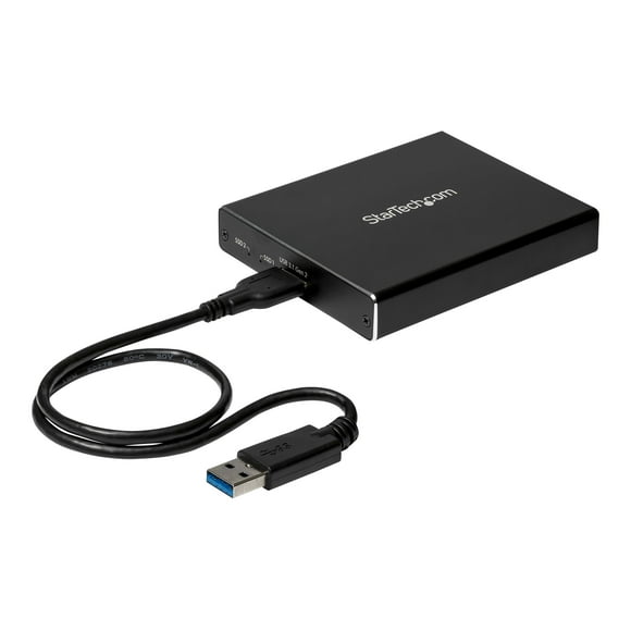 StarTech.com Dual-Slot Hard Drive Enclosure for M.2 SATA SSDs - USB 3.1 (10Gbps) - Aluminum - M.2 to SATA - Raid Drive Enclosure (SM22BU31C3R) - Flash storage array - 2 bays - USB 3.1 (external) - for P/N: TBLT3MM1MA, TBLT3MM2M, TBLT3MM2MA