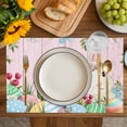 thumbnail image 4 of Easter Bunny Placemats Set of 8, Spring Watercolor Eggs Flower Wood Grain Pink Placemats for Dining Table, Place Mats for Kitchen Tabletop, Waterproof Wipeable Dining Table Mats Set, 4 of 9