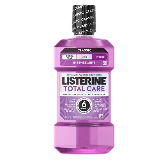 Listerine Total Care Intense Anticavity Fluoride Mouthwash, Intense Mint, 500 mL