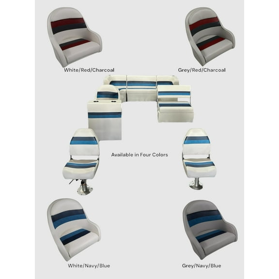 Horizon Manufacturing Premium Pontoon Furniture Set 12 PC Premium 012 Grey/Red/Charcoal