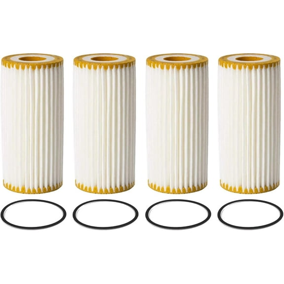 HU6013Z Engine Oil Filter Compatible with VW Golf Jetta Beetle & Audi A6 A3 A4 Q3 Q5 Q7 S3, Oil Filter Set with Gasket/Gasket Set – For Passenger Cars, 4 pack