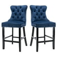 thumbnail image 3 of Bar Stools Set of 2, LegaHome Velvet Bar Stool with Back, Solid Wood Frame & Nailhead Trim, Counter Height Bar Chiar Button Tufted Upholstered Seat, Full Back Bar Stools, Blue, 3 of 12