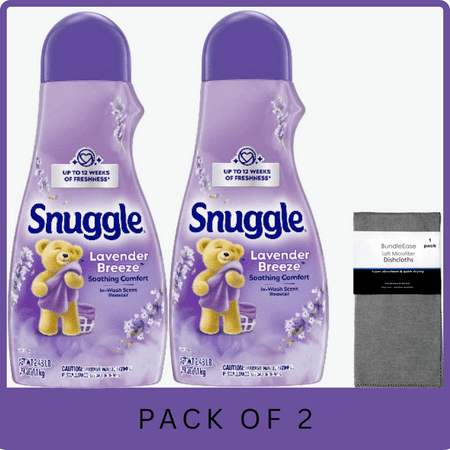 Snuggle Lavender & Vanilla Orchid In-Wash Scent Booster 39 oz with Microfiber Solid Color Towel by BundleEase