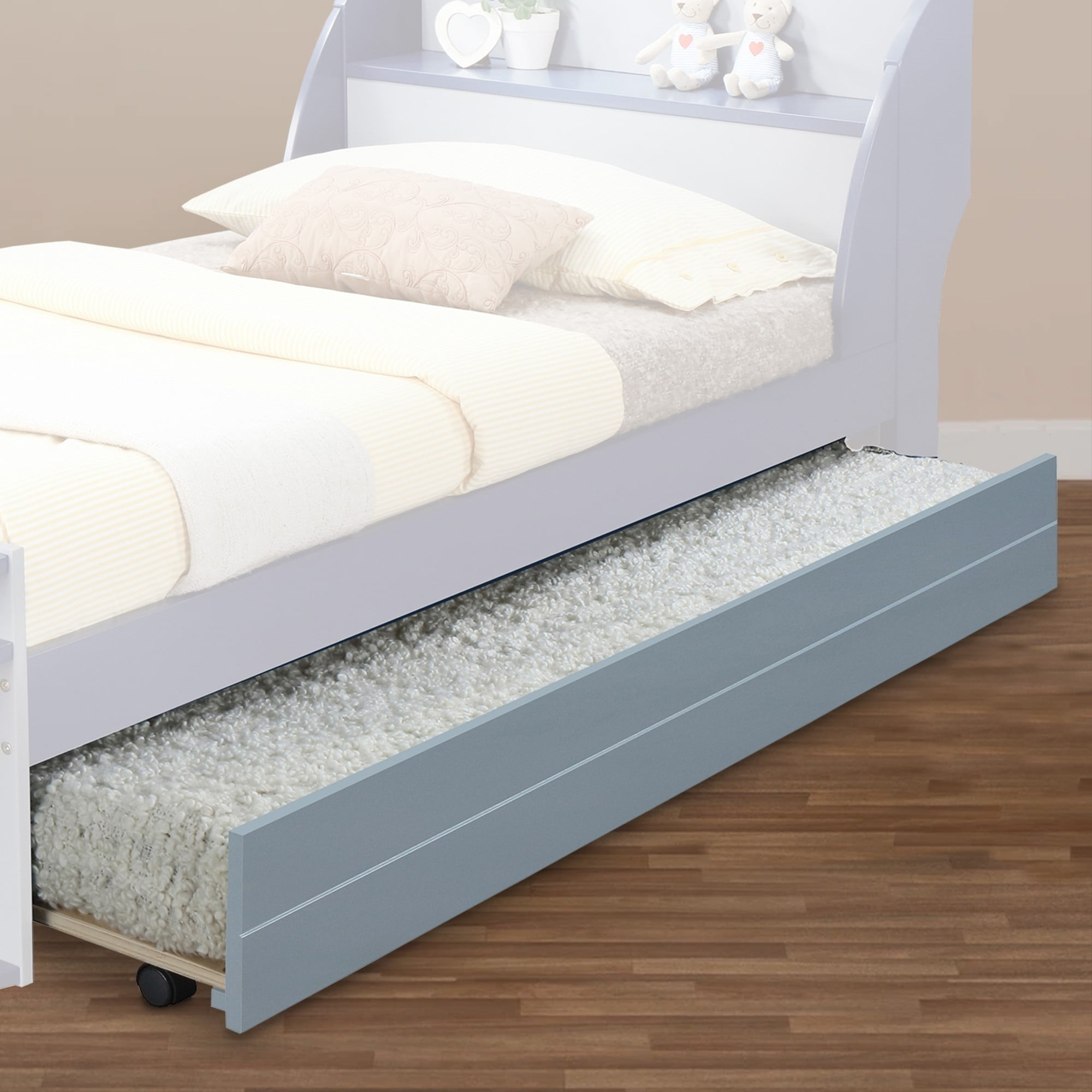 Transitional Style Wooden Trundle Bed with Caster Wheels Gray - Saltoro Sherpi
