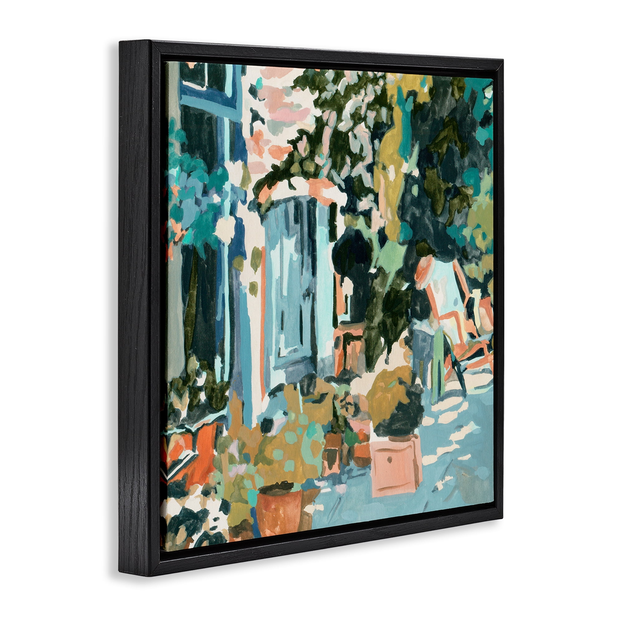 Stupell Industries Abstract Cityscape Architecture Scenic & Cityscapes Painting Black Floater Framed Canvas Art Print Wall Art, 25 x 25