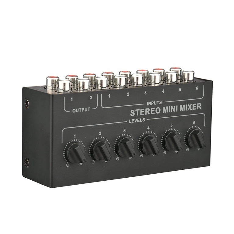 Mini Stereo 6 Channel Passive Mixer RCA Portable Audio Mixer 6 In 2 Out  Stereo Distributor Control No Battery Required