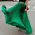 thumbnail image 2 of Sngxgn Women's Pleated Skater Skirt Basic Casual High Waisted Ruffles Flared Mini Skirts(Green,L), 2 of 4