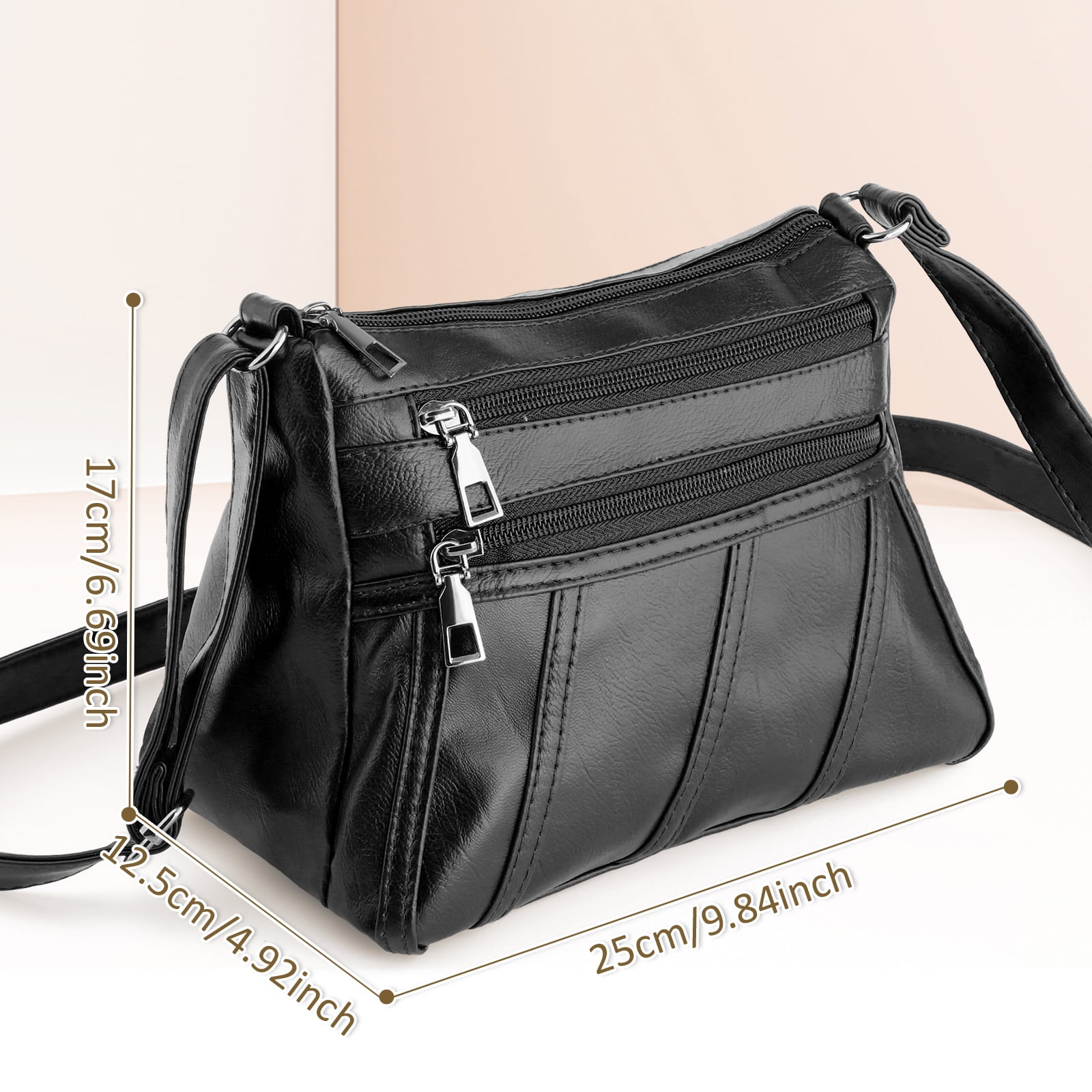 Women's Purse for Bag Soft PU Leather Shoulder Bag Women's Handbag Handle Satchel, Black