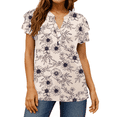 thumbnail image 4 of UVN Summer Blouse for Women Ruffle Short Sleeve Shirts V Neck Button Down Elegant Ladies Tops, 4 of 9