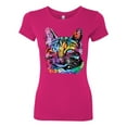 thumbnail image 3 of Cute Cat | Dean Russo Art Animal Lover Womens Slim Fit Junior Tee, Raspberry, X-Large, 3 of 6
