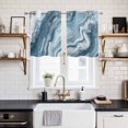 thumbnail image 2 of Blue Marble Kitchen Curtains Small Short 39 Inch Length, Abstract Ink Painting Art Modern Grommet Top Bedroom Living Room Curtains, Light Filtering Cafe Curtain Drapes 2 Panels Set 55''x39'', 2 of 9