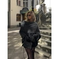 thumbnail image 3 of Abrigo de retazos de manga larga con cuello de bufanda para mujer, abrigo elegante con botones sueltos, ropa de calle de otoño, novedad de 2024, 3 of 5