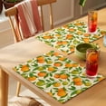 thumbnail image 4 of Green Orange Placemats Set of 12 Summer Botanical Leaves Watercolor Place Mats Indoor Wipeable Table Mats Washable Cloth Dining Table Placemats for Kitchen Holiday Party Home Decor 13x19 Inch, 4 of 9