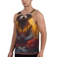 thumbnail image 2 of Pofeuu Sunset Flower Meditating Raccoon Print Men's Workout Tank Tops Sleeveless Muscle Gym Shirt Quick Dry-Medium, 2 of 7