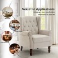 thumbnail image 5 of DREAMSIDEA Wingback Arm Chair,High Back Upholstered Accent Chair with Retro Wood Legs for Living Room, Tufted Beige, 5 of 6