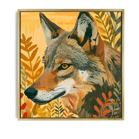 Floral Wolf Nursery Wall Art For Kids Room - Woodland Animal Print Poster