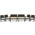 thumbnail image 2 of Costway 8 Piece Patio Furniture Set with Cushioned Chairs & Wood Plastic Coffee Table, 2 of 10