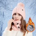 thumbnail image 2 of Adult Warm Hat Bib Two Piece Set Knitted Woolen Ear Protector for Outdoor Riding Winter Accessories, 2 of 3