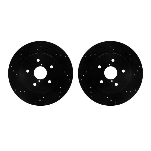 Dynamic Friction Company Rear Brake Rotors-Drilled and Slotted-Black 8002-13043