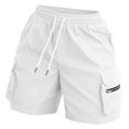 thumbnail image 4 of YVNAURA Women's High Waisted Elastic Waist Baggy Shorts with Pockets, 2026 Summer Loose Fit Wide Leg Pull On Casual Beach Vacation Pants for Women, Plus Size Lounge Daily,White,L, 4 of 4