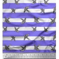 thumbnail image 1 of Soimoi Purple Cotton Poplin Fabric Stripe & Flying Swift Bird Print Fabric by the Yard 42 Inch Wide, 1 of 1
