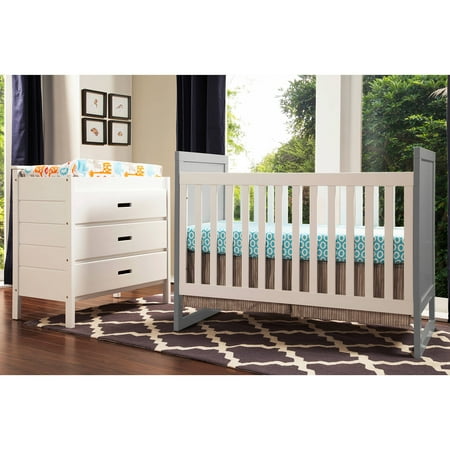 Baby Mod Modena Mod Two Tone 2 In 1 Convertible Crib Gray And White