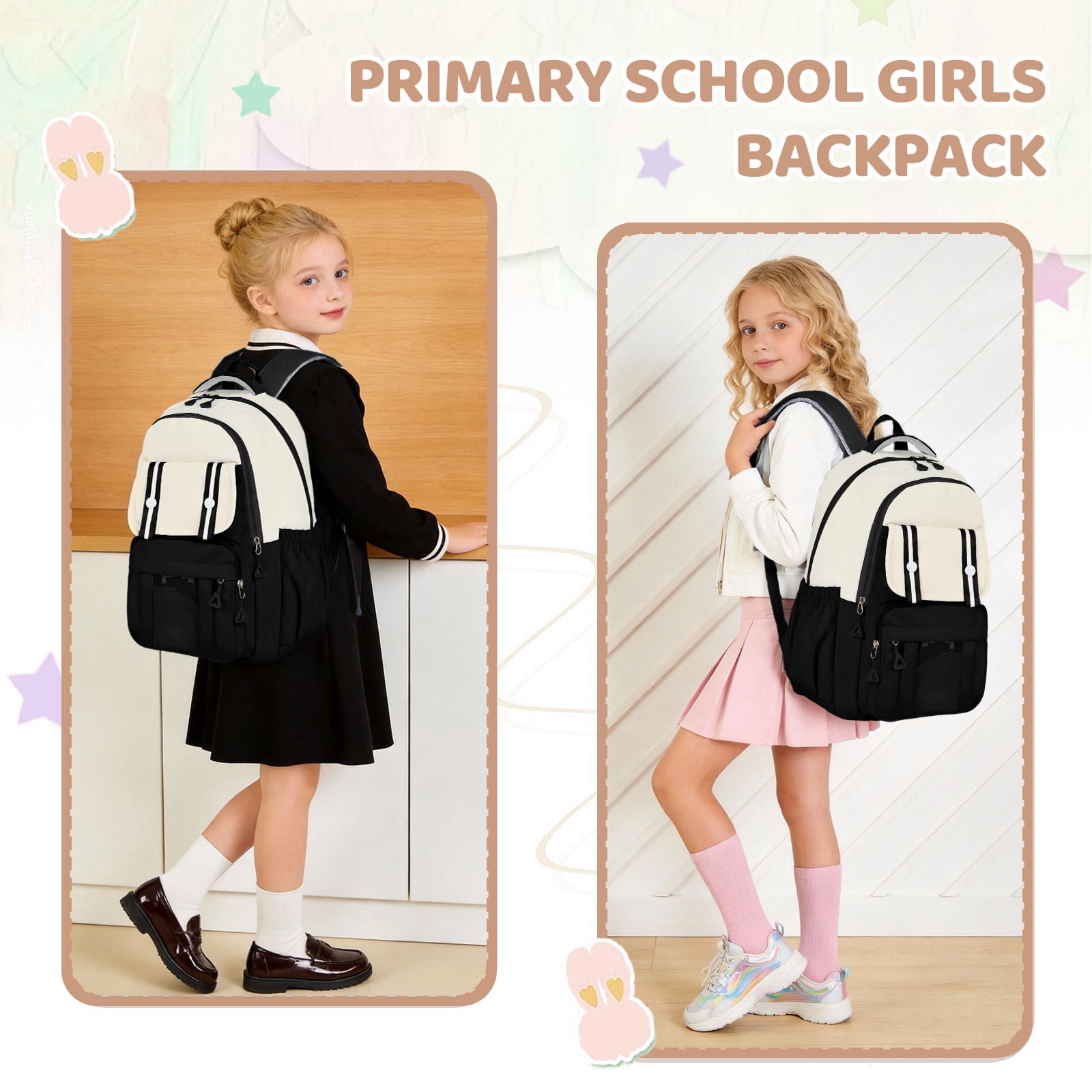 DAKIMOE Kids Backpack, Large Capacity School Bookbag for 15.6 Inch Laptop, Water-Resistant Cute Girl Backpacks for Teen adults, Lightweight Travel Daypack for Middle School College