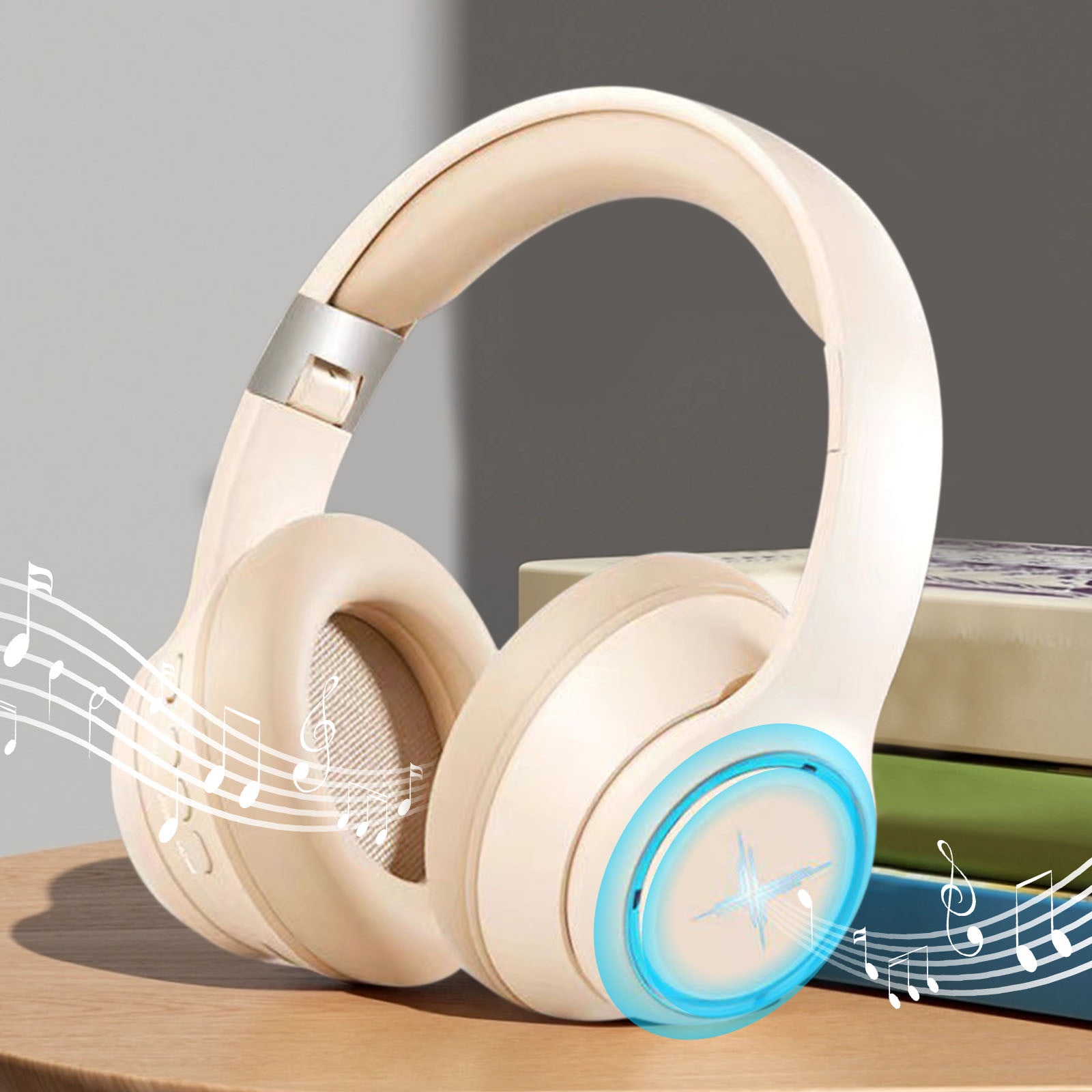 Upgraded Hybrid Active Noise Cancelling Headphones with Transparent Modes,70H Playtime Bluetooth Headphones Wireless Bluetooth with Mic, Deep Bass,3.5MM Cable,Soft-Earpads,Fast Charging - Beige