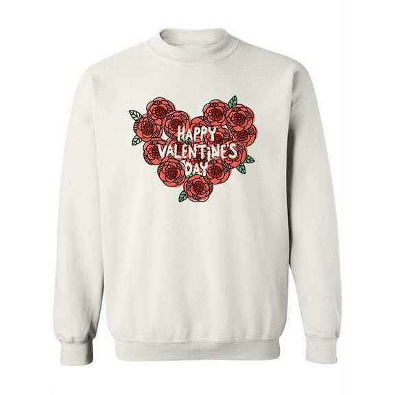 Valentine's Day Flowers Heart. Sweatshirt Women - Women Sweatshirt, White, 2XL