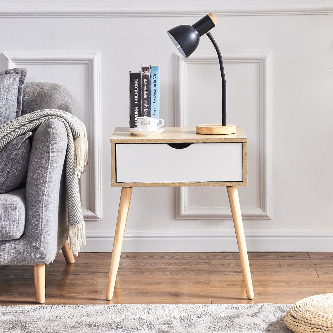 End Table with 1 Drawer Side Table, Accent Table with Antifalling